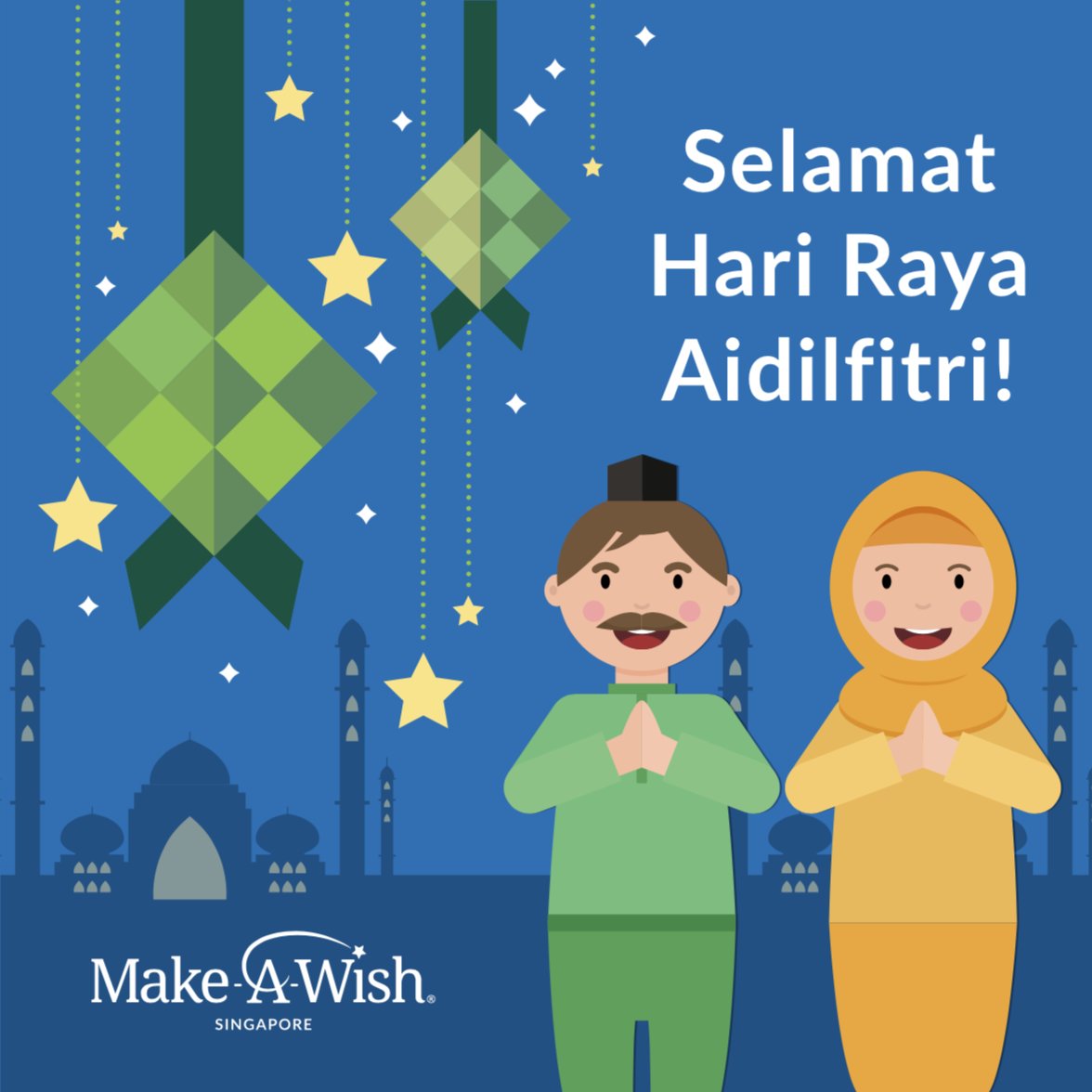 MakeAWishSG's tweet photo. We want to wish you and your family a warm and blessed Aidilfitri. However near or far your family may be, give them a call and connect with your loved ones. Let their support and positivity brings happiness into your home. Selamat Hari Raya!
#HariRaya #MAWSG https://t.co/UjFqIf9Qir
