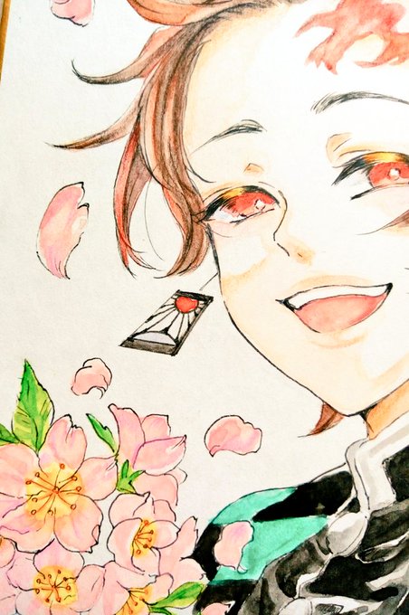 ほかりさんがTwitterに投稿した竈門炭治郎(鬼滅の刃)のイラスト。