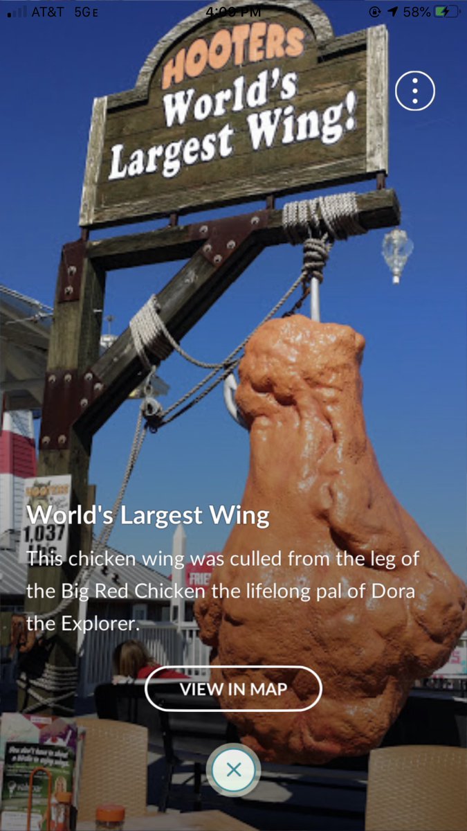 MayhemwithMissy's tweet photo. I think this is the greatest Pokestop ever In @PokemonGoApp #worldslargestwing #hooters #pokemongo #pokestop #bigredchicken #doratheexplorer https://t.co/ywk6z0X4pb