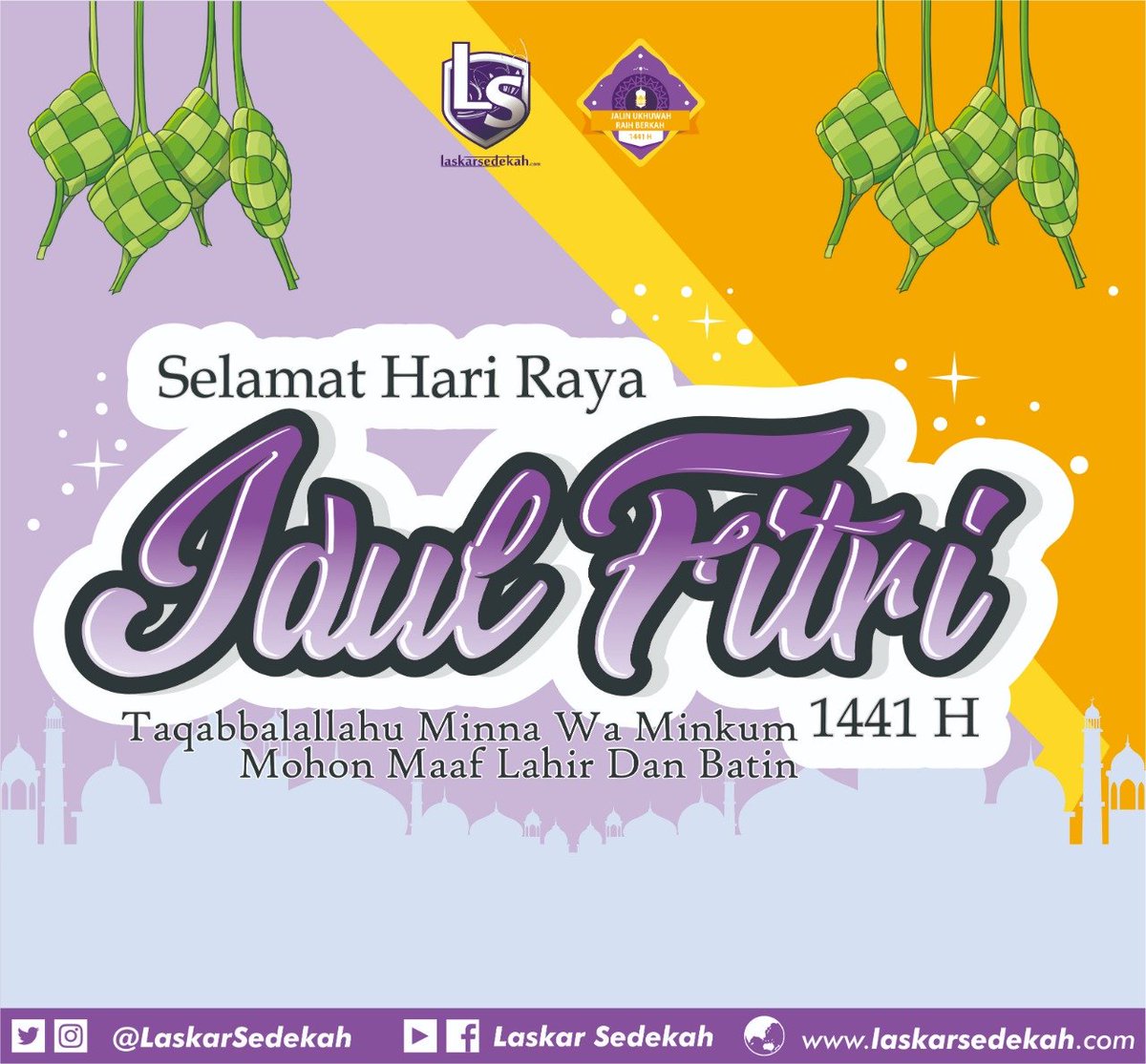 Segenap keluarga besar Laskar Sedekah mengucapkan 
Selamat Hari Raya Idul Fitri 1441 H. 
Mohon maaf lahir dan batin.
Taqabbalallaahu minna wa minkum, shiyaamanaa wa shiyaamakum, minal `aa’idizin wal faa’izin.

#Laskarsedekah
#sedekahonline
#sedekah