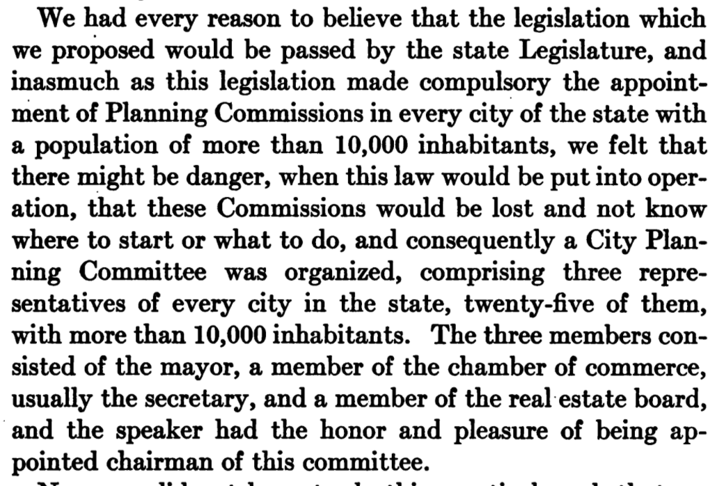 The bill these Real Estate Men want to pass will force the creation of many local Planning Commissions, and they will form a committee of each community's mayor, chamber of commerce rep, and real estate board rep to tell them "what to do", but the bill died in the House.