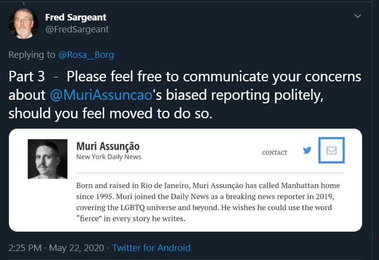 Fred's request for a correction from  @NYDailyNews, in 2 parts, and an encouragement to write directly to massuncao[at]nydailynews[dot]com to politely ask for a correction. Please do so and retweet this thread! /end  https://twitter.com/FredSargeant/status/1263944056520015874?s=20
