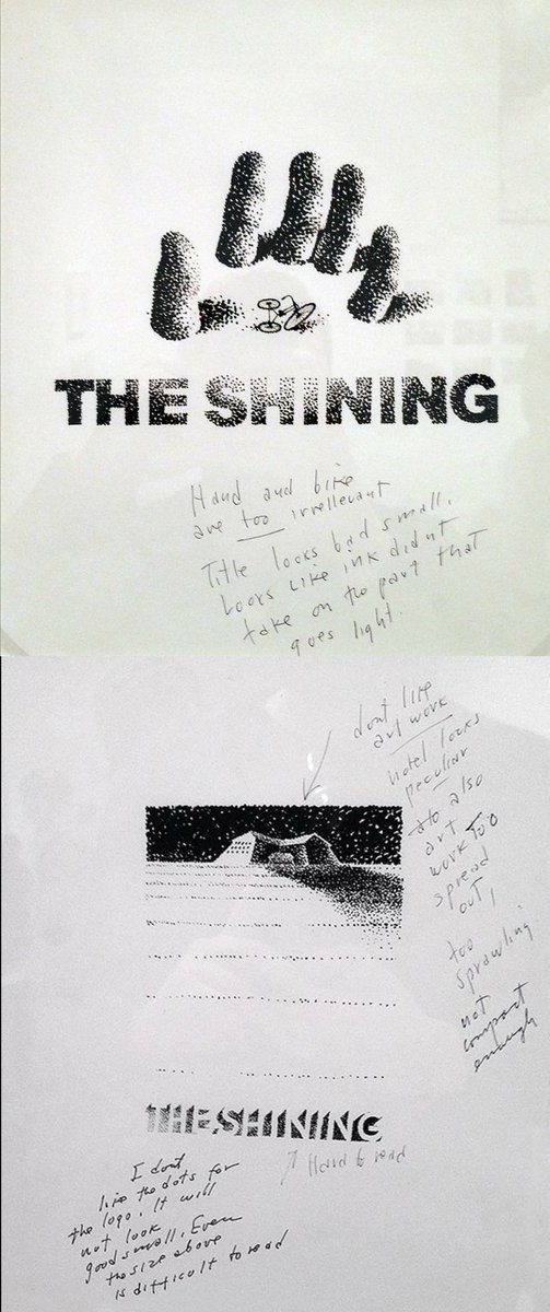 El perfeccionismo de Kubrick no cesó una vez acabado el rodaje. Antes de llegar al icónico póster final de EL RESPLANDOR, el artista Saul Bass llegó a diseñar 300 modelos rechazados por Kubrick, que iba escribiendo comentarios con las razones por las que no le convencían.