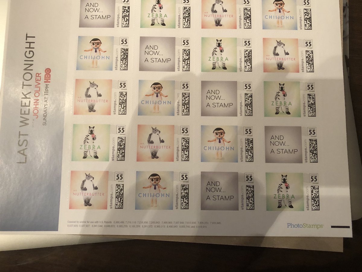 LJMaggie_Author's tweet photo. Got my @LastWeekTonight stamps today!! #andnowastamp #lastweektonight #chijohn #mrnutterbutter #zebra https://t.co/pzHns99B52