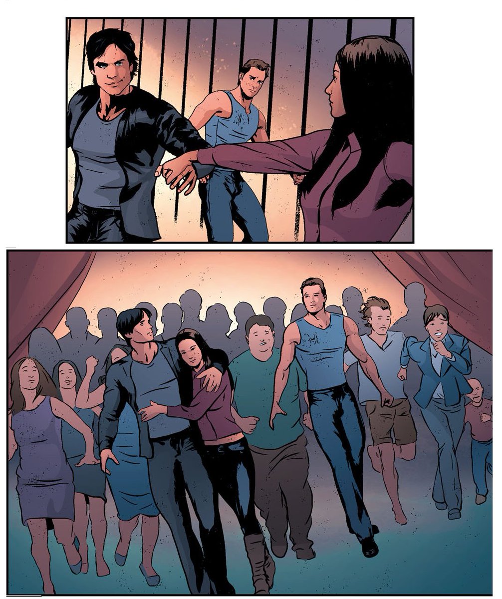 Damon and Elena are endgame in The vampire diaries comics.You can find all Delena scenes from the comics here:  https://mega.nz/folder/yGgS1QrL#4oJ7RkMKjoqgukiPqGpnLw