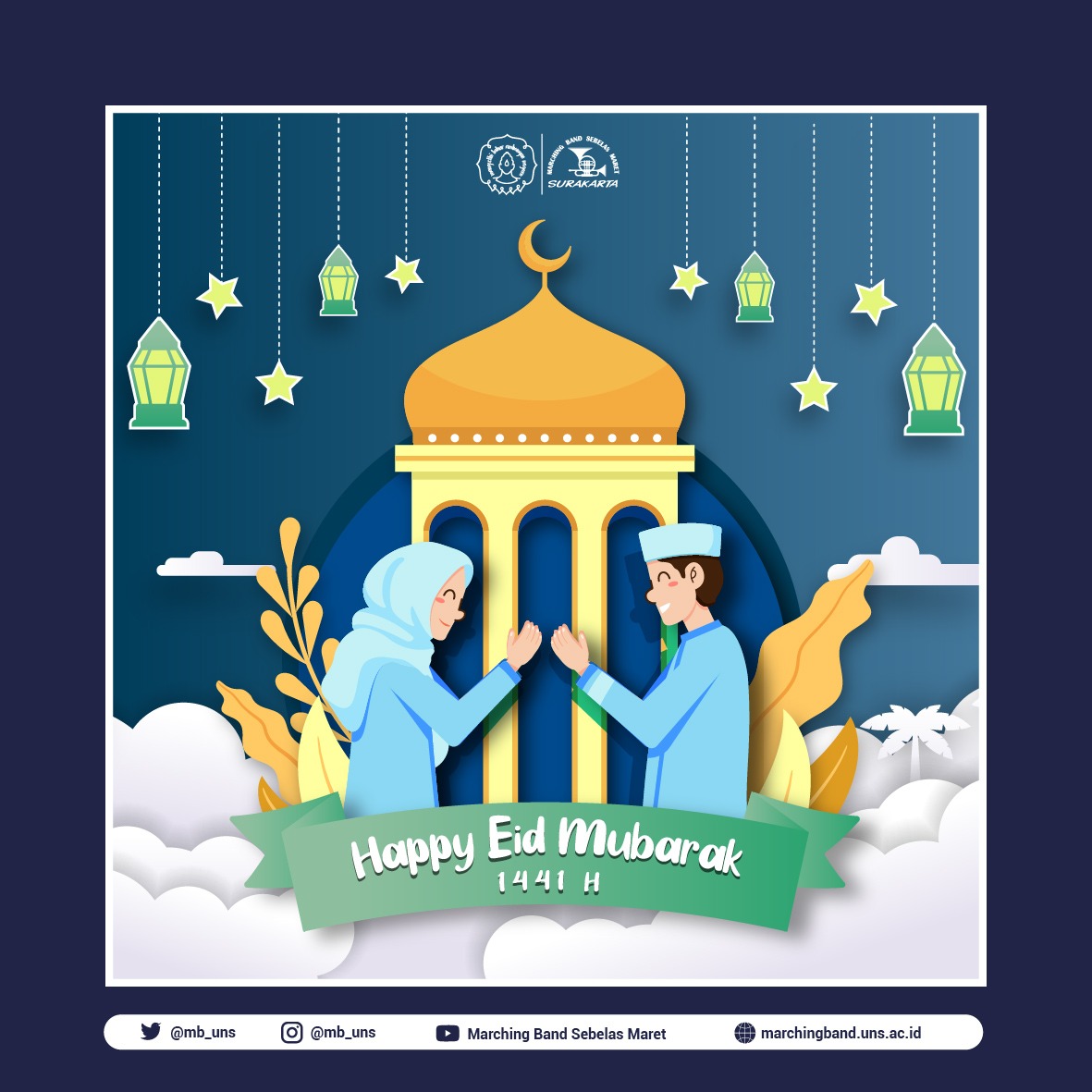 mb_uns's tweet photo. Marching Band Sebelas Maret mengucapkan,

Taqobbalallahu minna wa minkum, Selamat Hari Raya Idul Fitri 1441 H🕌

Semoga Allah menerima amalan-amalan kita dan mempertemukan kita dengan Ramadhan tahun depan🙏

#idulfitri #idulfitri1441h #mbuns https://t.co/7QfECKQtf9