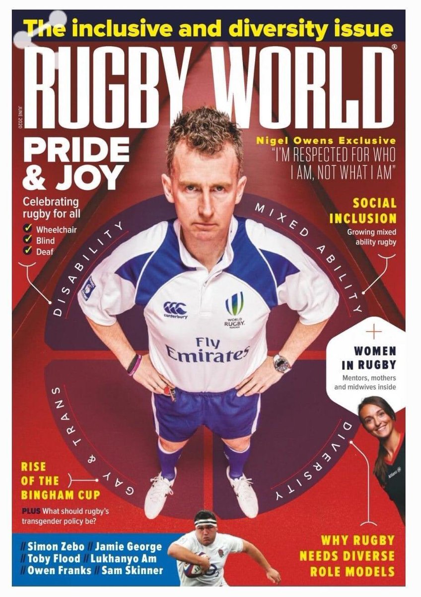 Finally got  @Rugbyworldmag -The Inclusive issue- fantastic to see the coverage of gay, women, blind, homeless, wheelchair rugby & chuffed to have a small mention in the excellent feature on  @sundaysrebels  @IMART_worldcup  @BumblesRugbyit’s hard to cover all the benefits (thread)