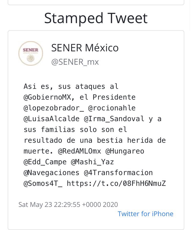 roberto_snts's tweet photo. Y ahora SENER comparte y da likes a cuentas que atacan a la oposición! Y de pasada se les va el dedo y ellos también atacan! PATÉTICOS!! https://t.co/T8ce71qLov