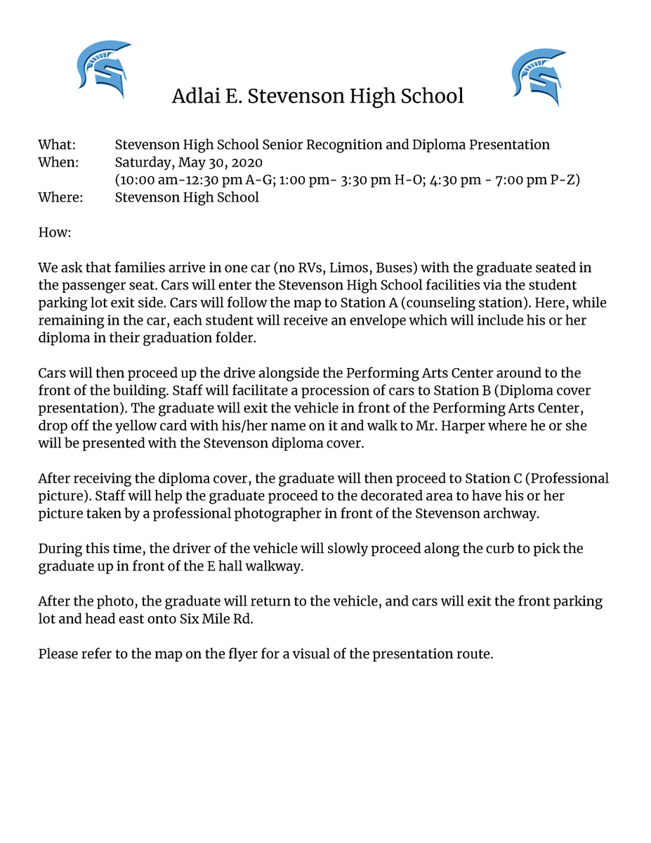 shs_spartans's tweet photo. Hey @2020stevenson Seniors!

We have more logistical details about next Saturday's SHS Diploma Presentation.  Please check the images.

Please share widely! https://t.co/AV2gXEKSqF