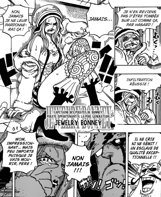 ...et autres gros pirates;-et Bonney qui, a l'air d'être devenue pirate par obligation au vu de ses liens avec Kuma, ce qui la rapprocherait de base plus des Révos que des pirates.