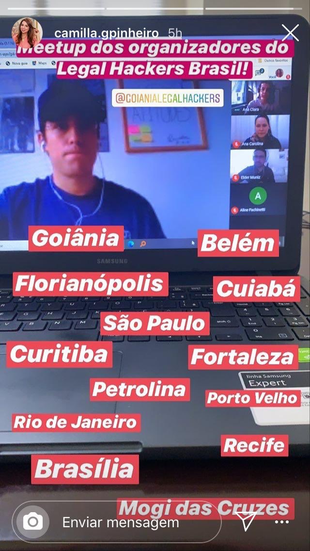 BSBLegalHackers's tweet photo. First big online meeting of Brazil's #LegalHack chapters, including 
@legalfortaleza @goianiah @LegalPetrolina @pvhlegalhackers @legalhackersrio ⁦@SPlegalhackers⁩ #Belem  #Cuiaba #Curitiba #Florianopolis #Maua  Great initiative @VictorScarpa et al!
⁦@jamesondempsey⁩ https://t.co/ZAU8JtDsWO
