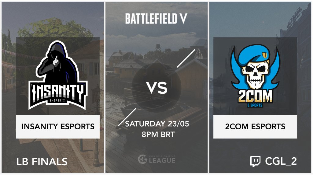 ConsoleGamingLG's tweet photo. LIVE NOW
CGL SA 6v6 - LB Finals
Insanity vs 2COM
Streamed on https://t.co/1EIBOsAiDQ by @CasterTio and cocasted by @luislourencojr !
Be sure to come check it out. After this game, it will be the Grand Finals vs IndominuZ .
#battlefield #BFV #CGLBF #PS4 #BFVSA https://t.co/B8qp5uy53y