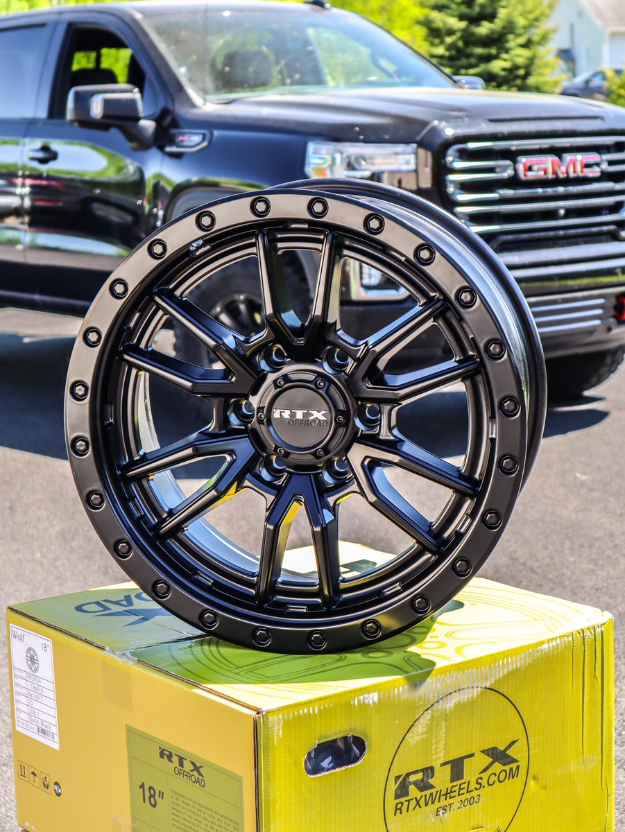 JulTorq's tweet photo. Hello 👋🏼 New Set Of Wheels for my Sierra AT4 - @RTXWHEELS Satin Black - WOLF 
__________________
https://t.co/P8acvRyOX3

#gmc #gmccanada #rtxwheels #truck #torqarmy #torqoffroad https://t.co/oHoLQ6pW7w