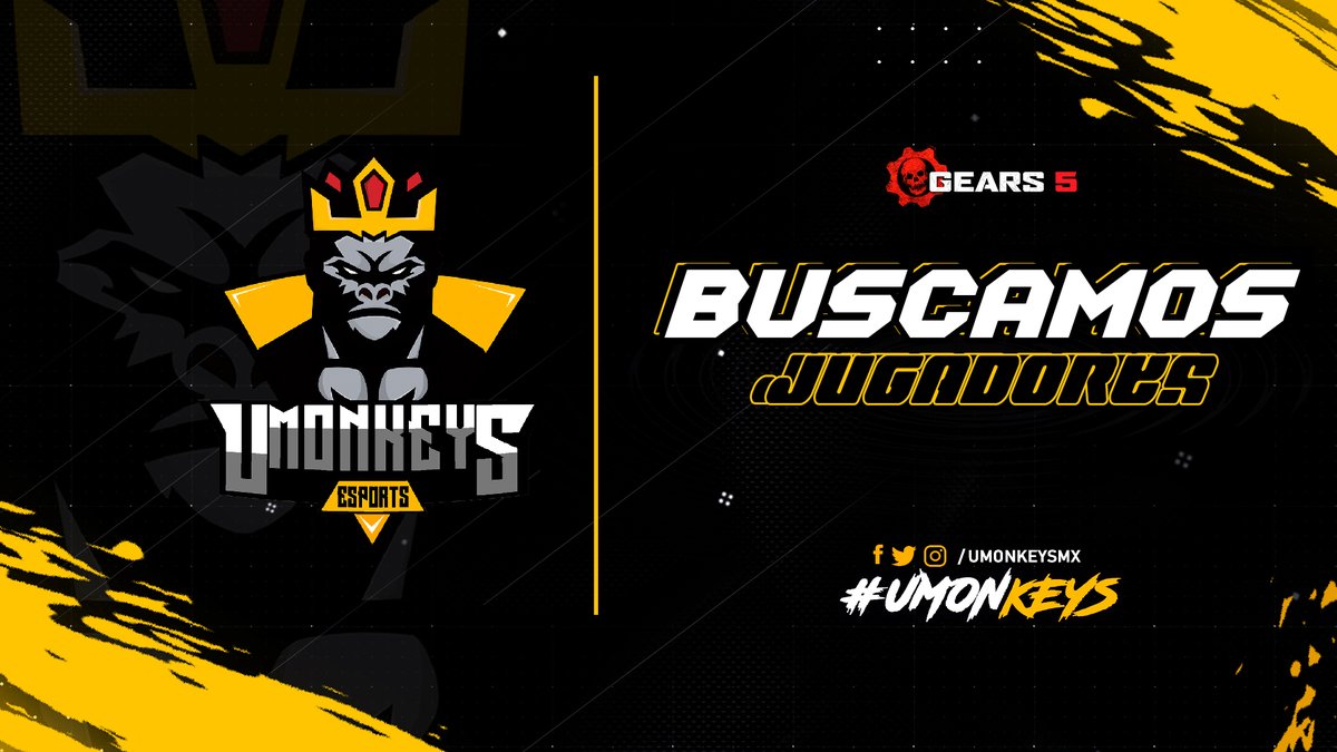 U-Mᴏɴᴋᴇʏs ᴇSᴘᴏʀᴛs🔥
Esta en busca de un nuevo #Roster de #Gears5. Si quieres formar parte de la manada escríbenos. 
Nuestros DM's están abiertos #UMonkeys 
facebook.com/UMonkeysMx
x.com/UMonkeysMx
instagram.com/umonkeysmx