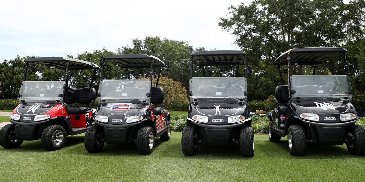 GolfDigest's tweet photo. Tiger ➡️ Peyton ➡️ Phil ➡️ Tom

Which player has the best custom cart for The Match: Champions for Charity? https://t.co/jjduG7dwQg