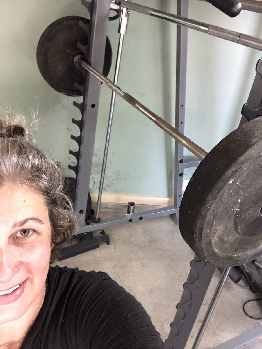 On Saturdays we squat. Busted out the big-girl plates for the first time in a long time! #45sbaby #ladieswholift #squaturday