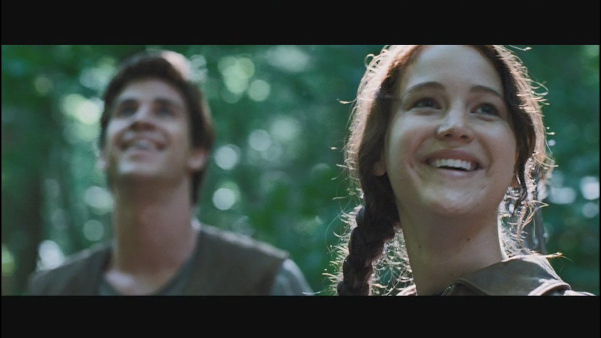 them laughing about shooting a bird and then the parallel scene in catching fire... thoughts are being thunk