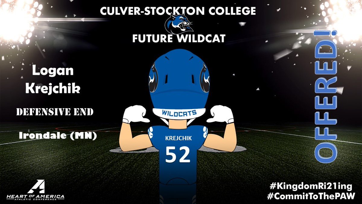 LKrejchik's tweet photo. Happy to receive my first offer from Culver-Stockton and @CoachCutshaw! Can’t wait for what the future holds go wildcats! #RestoreTheRoar https://t.co/39BhnHPhXd