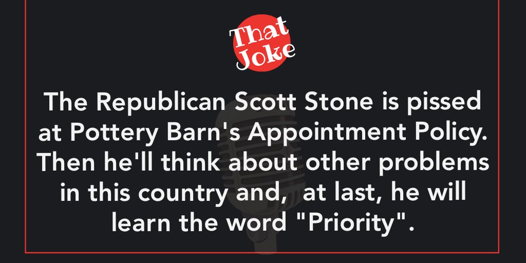 ThatJoke3's tweet photo. The Republican Scott Stone is pissed at Pottery Barn's Appointment Policy. Then he'll think about other problems in this country and, at last, he will learn the word "Priority".
#PotteryBarn #ScottStone #NorthCarolina @potterybarn https://t.co/XQQGLZmkA8