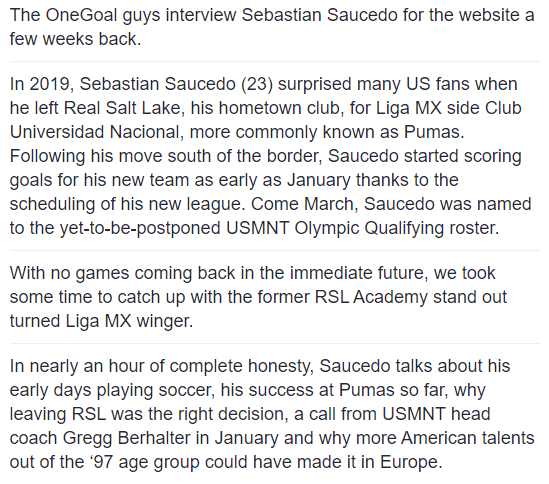 roostervillain's tweet photo. New! A few weeks back, the @OneGoalUS guys caught up with Sebastian Sauchedo (@Sebas23Saucedo) for a fantastic, candid interview with the young American making his way in #LigaMX. Fascinating conversation!

Check it out here.

https://t.co/hPaKFXX2WD https://t.co/4jYuZiDXGW