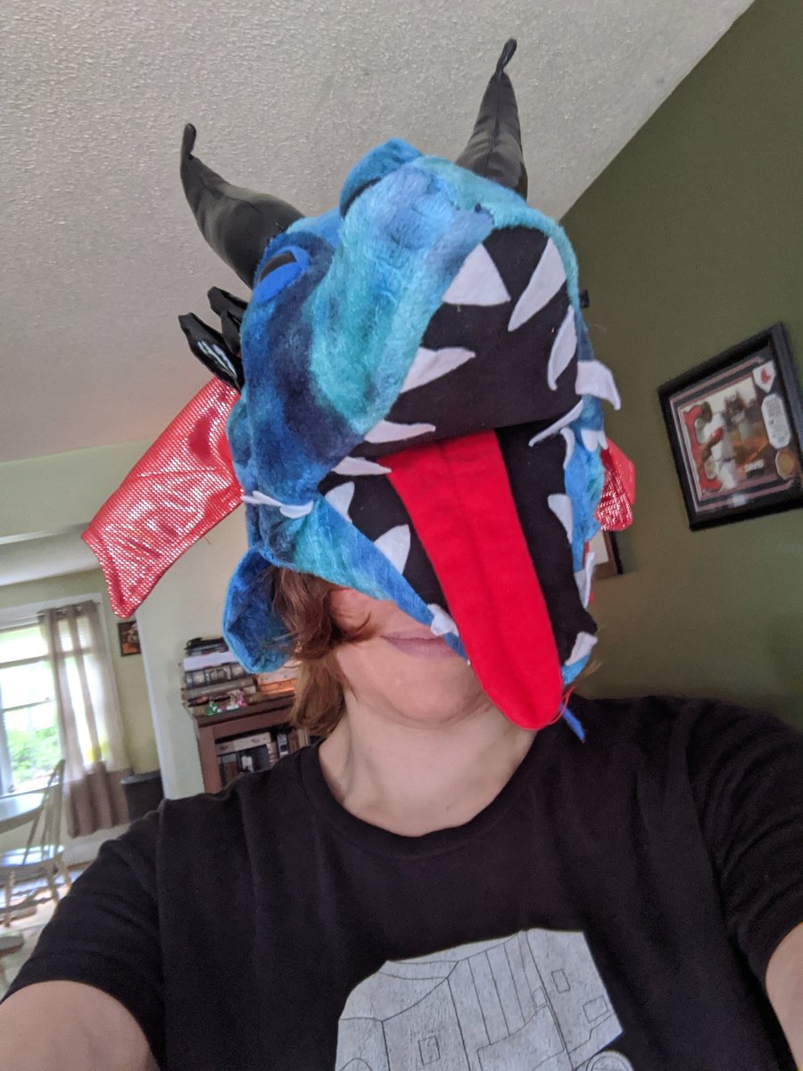 ShadowRotta's tweet image. Combo 2 in 1 mask and "hat cos can't get to hairdresser"! 💙💙 #dragon #Covid_19 #Springcleaning #silliness