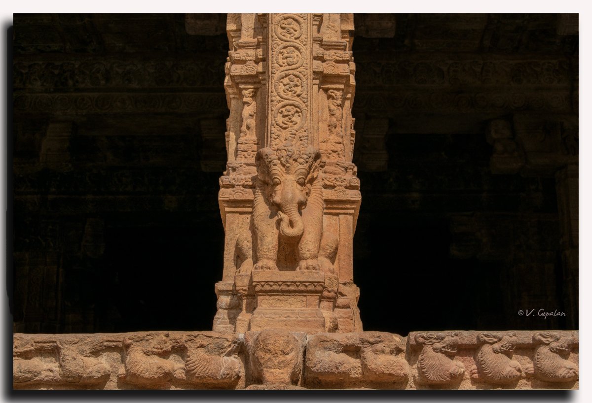 One of many ornate pillars of Airavateswarar temple at #Darasuram TN.

#IndianHeritage
#Negativespace
#WorldHeritageSite
#UnescoHeritageSite