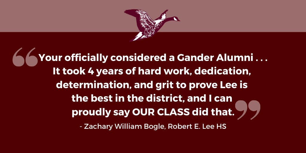 GCCISD's tweet photo. Zachary William Bogle reminds the #RELCLASSOF2020 that they "are officially considered a Gander alumni" during the last virtual commencement ceremony. https://t.co/no3qG5GPy3