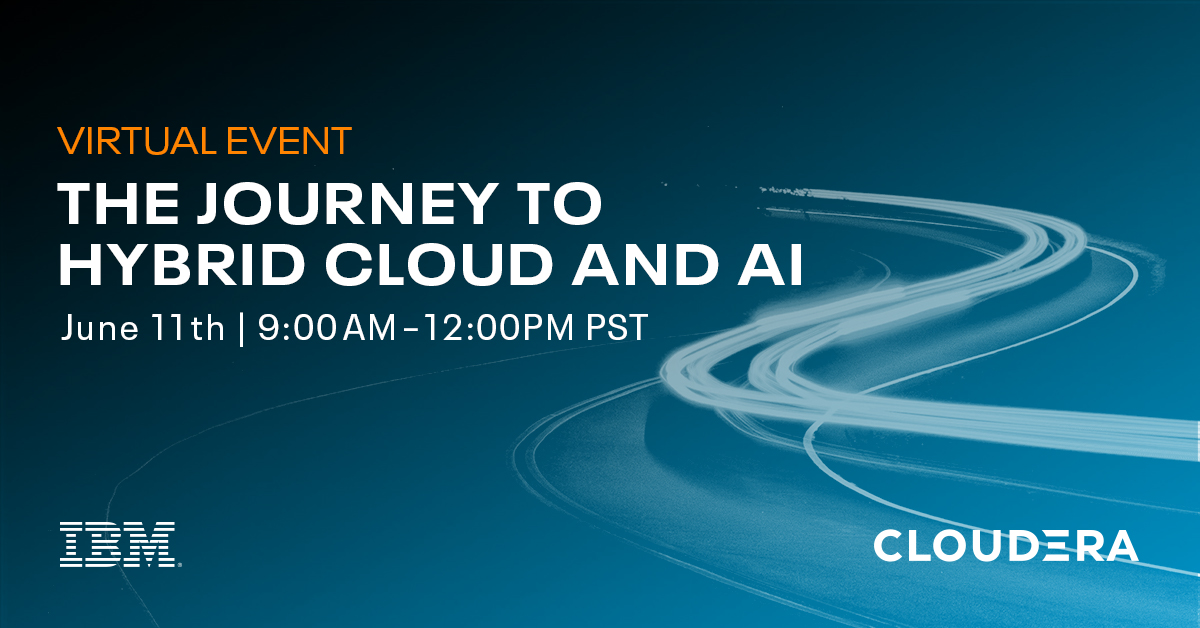 Learn how <a href="/IBM/">IBM</a> and Cloudera can help you connect your #data lifecycle and accelerate your #JourneytoHybridCloud and #AI. Register now for our virtual event - bit.ly/2Aqkw90