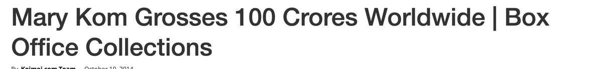 In 2014 she had two releases, Gunday and Mary Kom, and both were declared hits at the box office. Mary Kom was a female centric movie that she held on her shoulders and it made 100 cr worldwide.