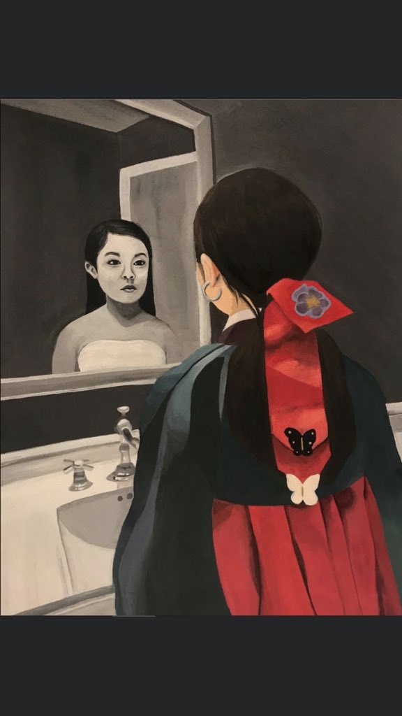 RHandaNBC's tweet photo. Artist Annika Pyo created haunting Image in her winning #Art entry ‘I Want To Be Seen’ for ‘#GrowingUpAsianInAmerica’ contest. She is one of the profiles on Sunday (May 24) #AsianPacificAmerica show 5:30am @nbcbayarea 6pm #CoziTV https://t.co/dhNZ02HuJB