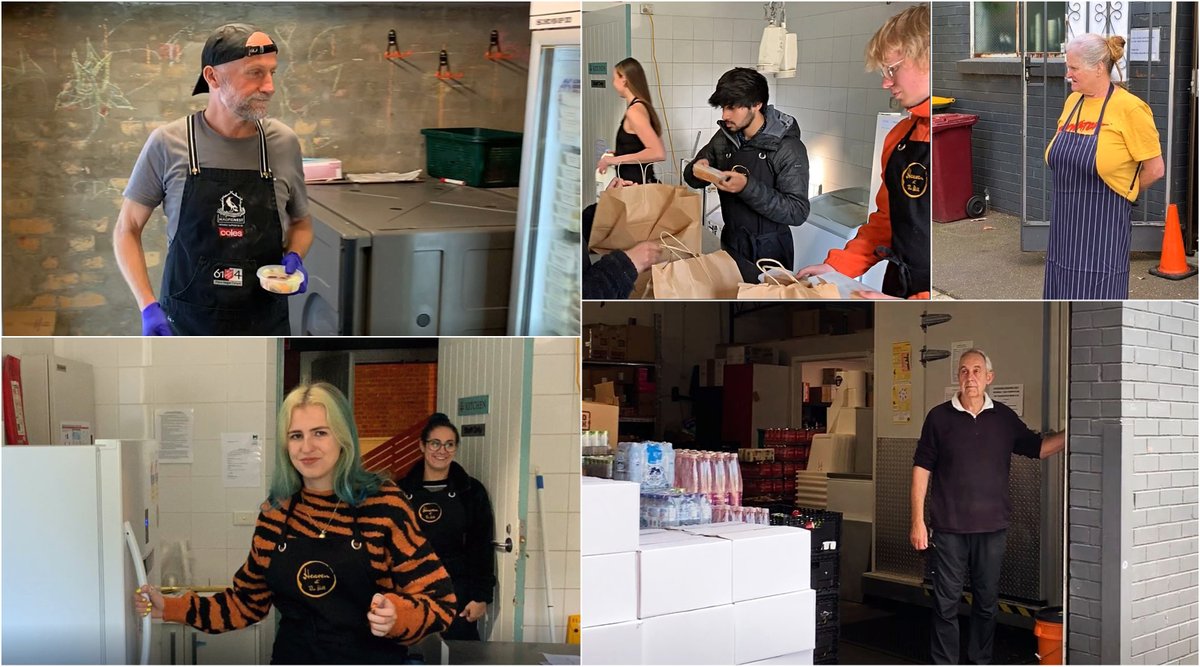 VicParliament's tweet photo. A wonderful group of people, on the final day of #NationalVolunteerWeek we thank the many volunteers from our partner charities for distributing over many weeks more than 100,000 meals from our kitchens to people in need during COVID-19 #springst https://t.co/Z6oElITi7G