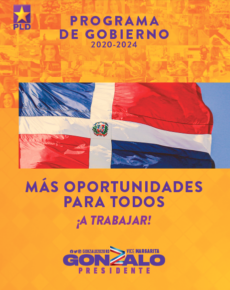 PLDenlinea's tweet photo. En Portal en internet del PLD ( https://t.co/ax8585h1bO), programa de Gobierno 2020-2024 presentado por el candidato presidencial, @Gonzalo2020RD. Es el compromiso que asume Gonzalo y que cumplirá a partir del 16-08-20 https://t.co/XhRWnGneMP