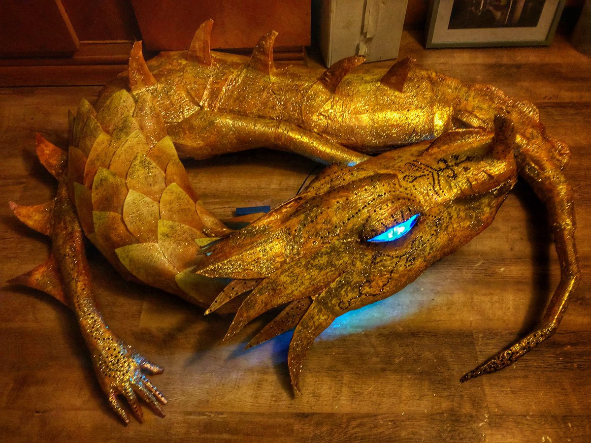 NealBeforeZod's tweet photo. I think she’s finished and ready to go into school on Tuesday.... from amazon boxes to a golden dragon! https://t.co/IOTb1WkzNg