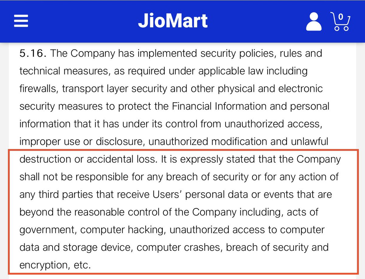 Be wise about what you share, cause the Company will store and share your data, but shall not be responsible for any breach of security.