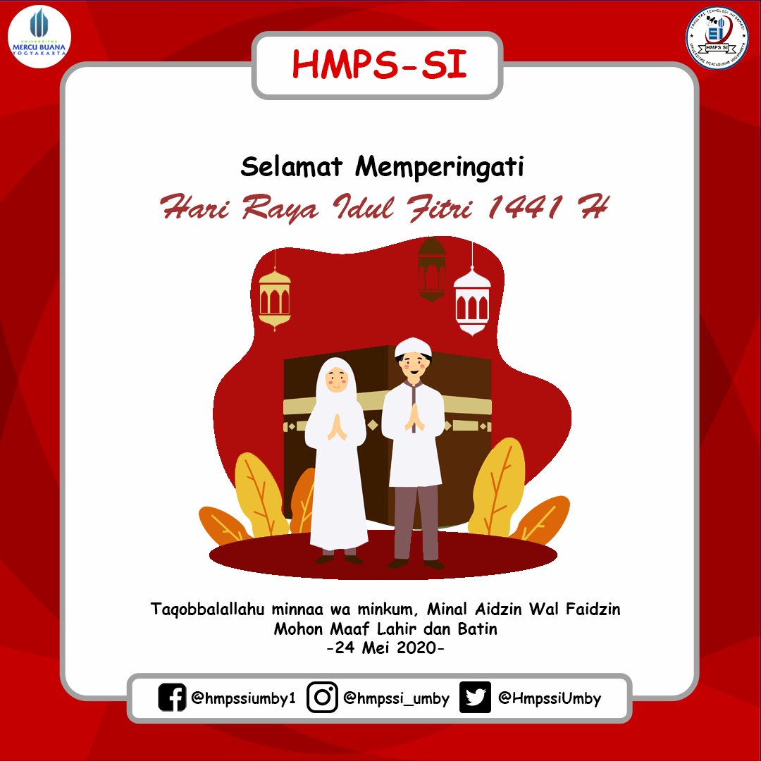 Kami segenap keluarga besar HMPS-SI mengucapkan "Selamat Hari Raya Idul Fitri 1441 H. Minal Aidzin Wal Faidzin, Mohon maaf lahir dan bathin🙏🏻"
Semoga dihari yang istimewa ini membawa kedamaian, kebahagiaan dan kesejahteraan untuk semua orang.
#happyeidmubarak #umby #umbyogyakarta