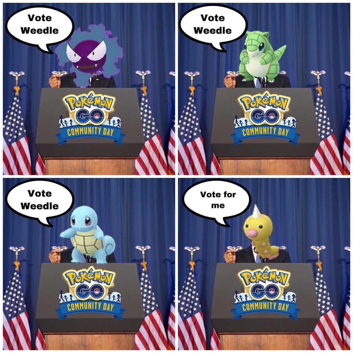 drunk_and_nerdy's tweet photo. Make sure to go vote for whichever candidate you want named Weedle. #teamweedle #PokemonGOCommunityDay #pokemongo #drunkandnerdy https://t.co/pGXR4h5Dnd