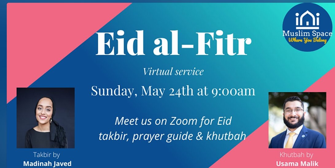  #EidUlFitr   Virtual Service with Muslim Space  @MuslimSpaceATX &  @MadinahJaved from 9am (CST) https://tinyurl.com/y9u7q7rm  #VirtualEidTexas