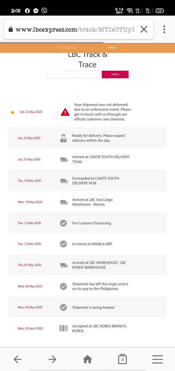 CrystalSnow_tw's tweet photo. #CrystalSnowUpdates
May 24, 2020
Your shipment was not delivered due to an unforeseen event.
Expect delays due to GCQ in Cavite . https://t.co/y69QlySTIo