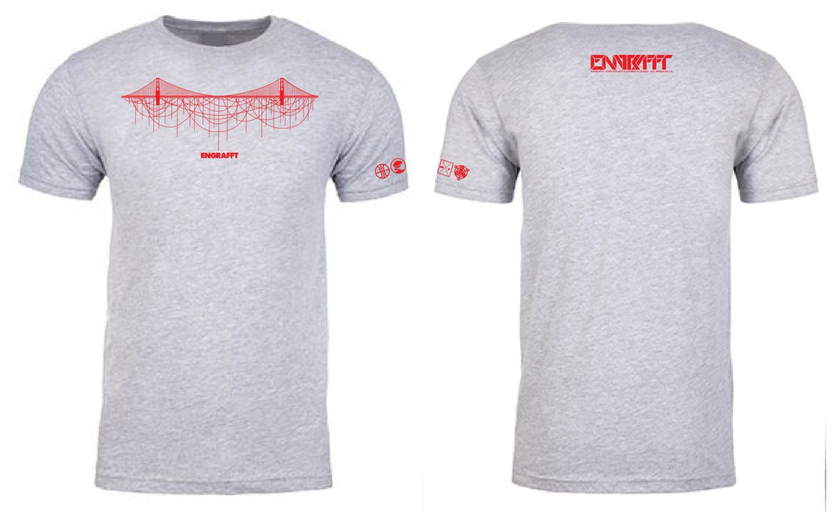 engrafft's tweet photo. 🌁Presenting the third colorway of the upcoming #ENGRAFFT®️ “Golden Gate Drip” Tee: Heather Grey- a colorway inspired by fog. This art infused tee features a unique take on my home city of #SanFrancisco’s iconic bridge and incorporates my original Wiredrips Living Style. #sf https://t.co/e0yx6KkKSX