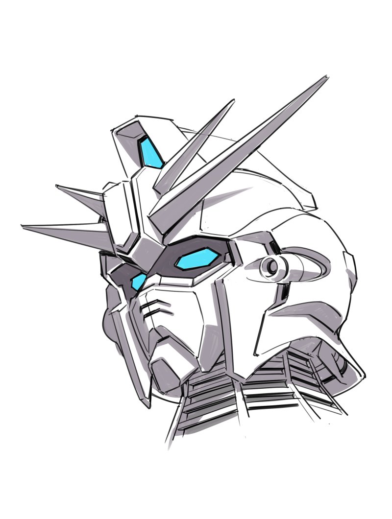 robot mecha no humans solo white background blue eyes v-fin  illustration images