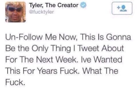 reactions on Twitter: "tyler the creator tweet unfollow me now this is  gonna be the only thing I tweet about for the next week I've wanted this  for years fuck what the