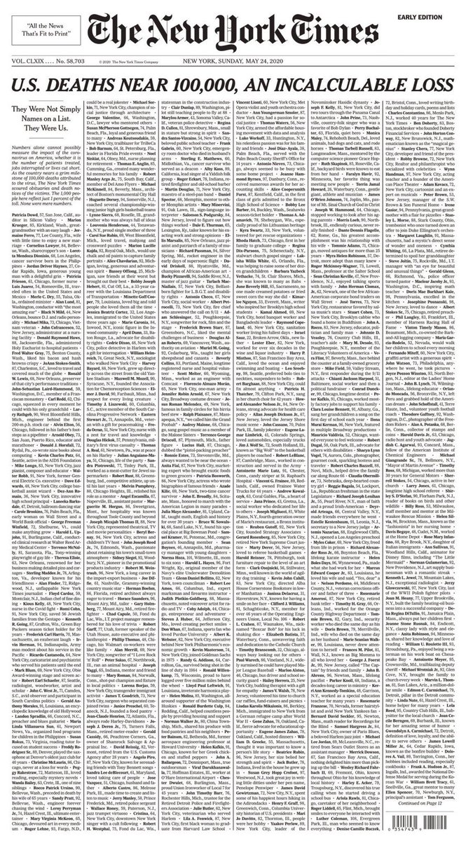 What a powerful front page from the <a href="/nytimes/">The New York Times</a>. Imagine the detail, care and time that went into putting this together. More than a number.