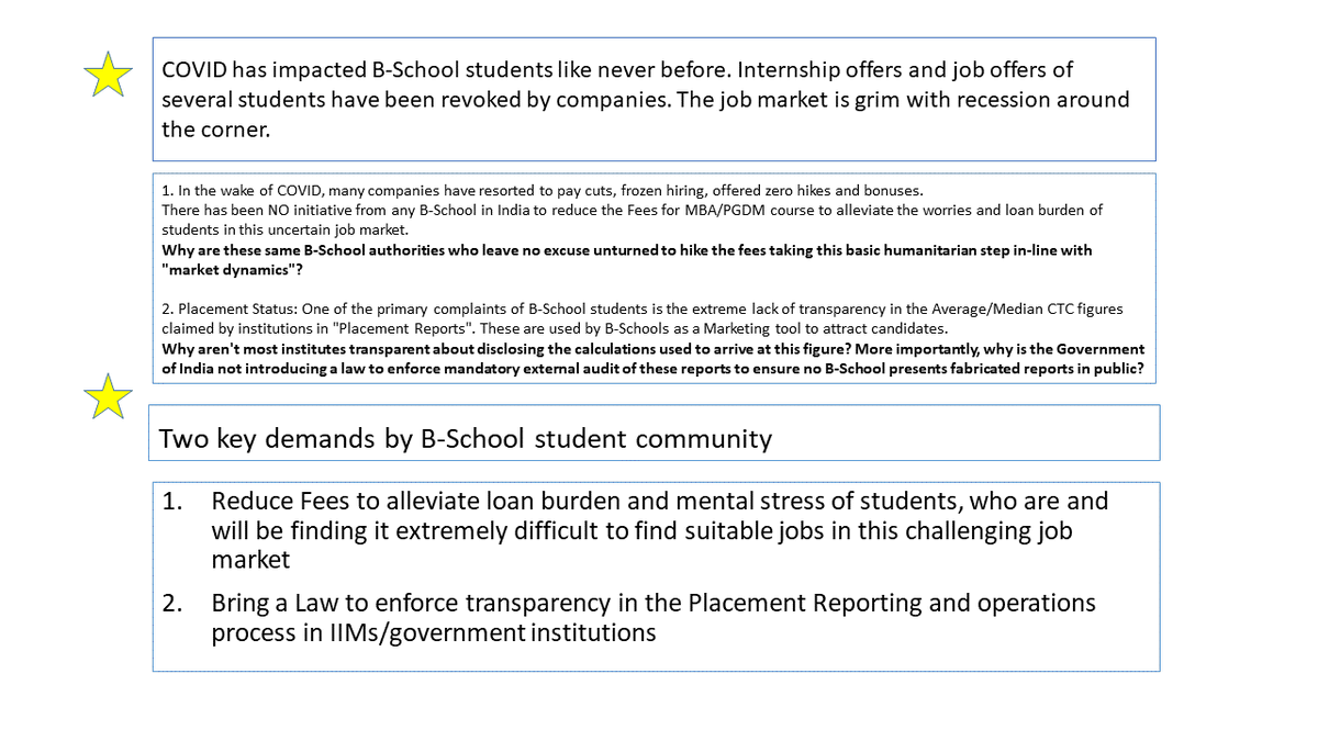 Soumyad38489764's tweet photo. Namaskar!In these tough times, where students from B-Schools are struggling to secure jobs, I demand action from Government established inst. like IIMs for the student community.Please help
@PMOIndia @DrRPNishank @rsprasad @ArvindKejriwal @msisodia @ShashiTharoor @Tejasvi_Surya https://t.co/yKtTxAKTsB