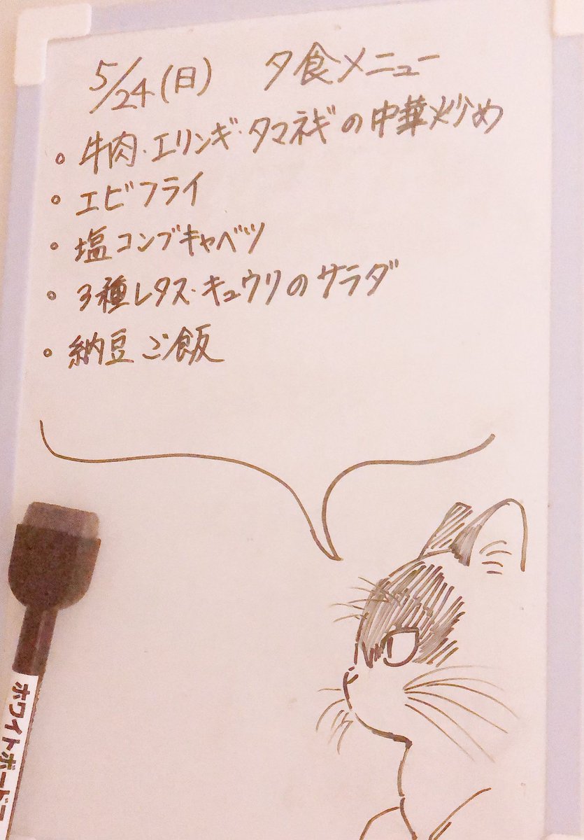 今日の献立書いてあった?最近はほとんど夫がご飯作ってくれてる?ありがたい 