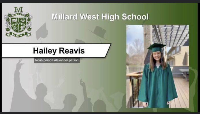 smreavis5's tweet photo. Congrats Hailey! Your future is bright kid! #ClassOf2020 #millardgrad2020 @hailey_3_ https://t.co/3h9QYHSzET