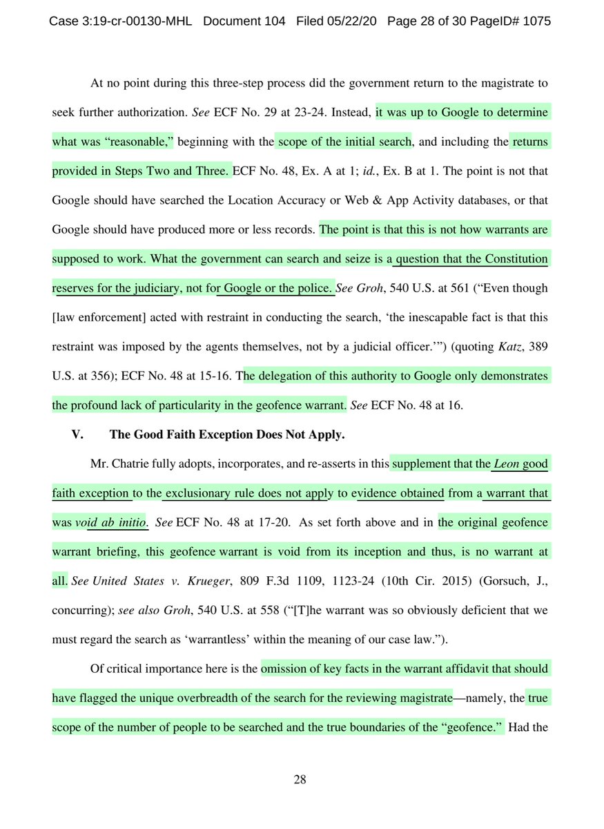 I’m finding it really difficult to keep my yapper zipped;“At no point during this three-step process did the government return to the magistrate to seek further authorization...”Not that my opinion matters here but this is solid & persuasive brief https://drive.google.com/file/d/1y8pMCgcarYxXLCxau1LHTH4nmyw30dKi/view?usp=drivesdk