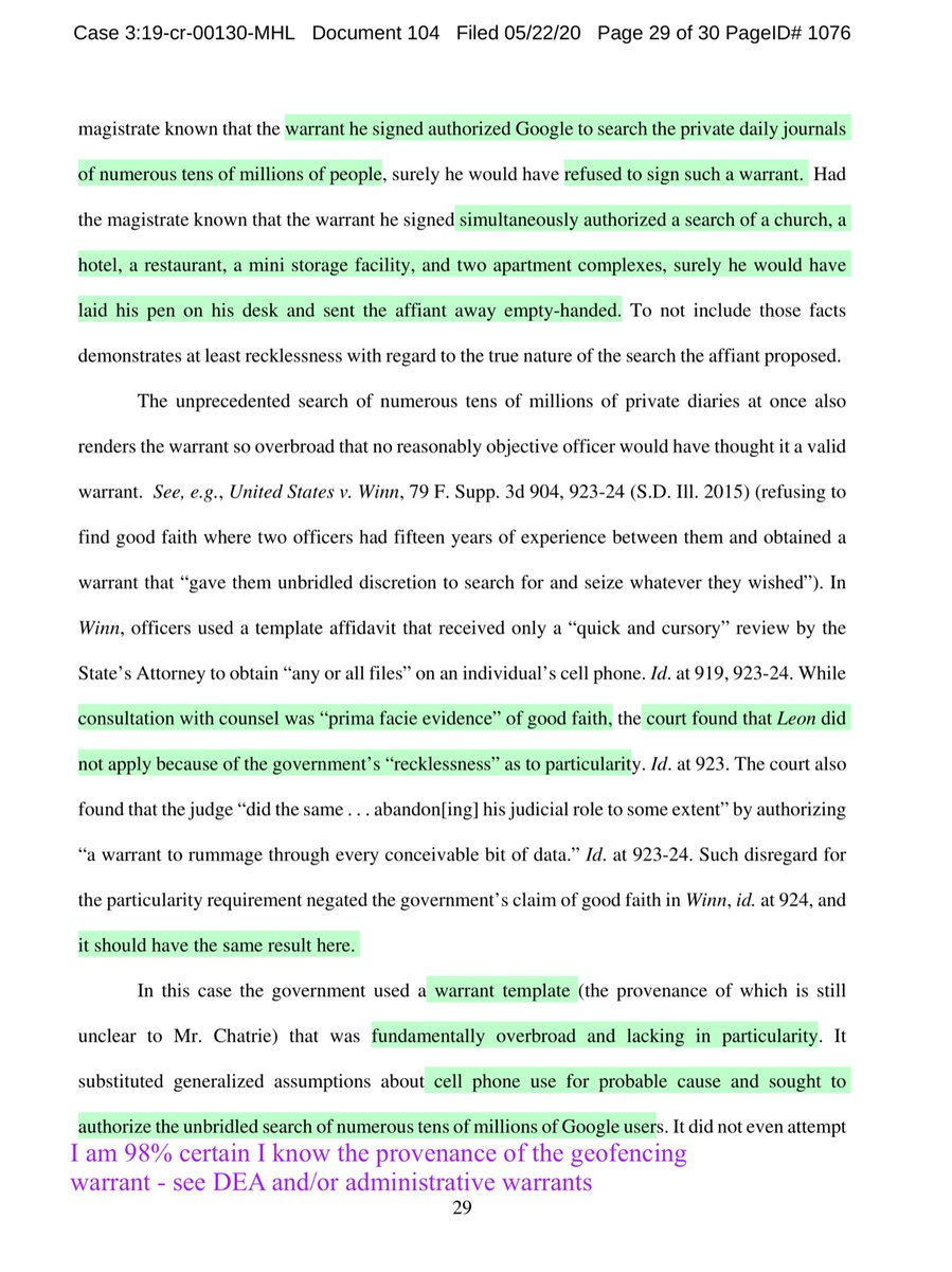 I’m finding it really difficult to keep my yapper zipped;“At no point during this three-step process did the government return to the magistrate to seek further authorization...”Not that my opinion matters here but this is solid & persuasive brief https://drive.google.com/file/d/1y8pMCgcarYxXLCxau1LHTH4nmyw30dKi/view?usp=drivesdk