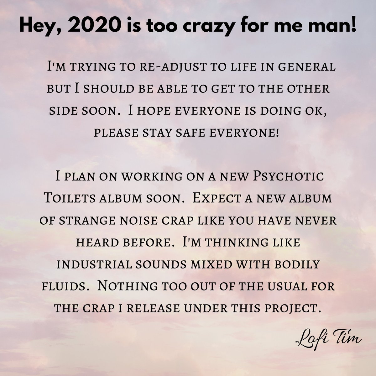 PsychoticToile1's tweet image. #WTF is going on? Yeah, it's crazy! I'll be dropping some more crazy soon! #psychotictoilets #tevilbloomsucks #fuck2020 #NOISEMAKER #noise #noiserock #drone #indie #indiemusic #alternative #alternativemusic #recycled #garbage #SoundCloud #Bandcamp #experimentalmusic #experimental