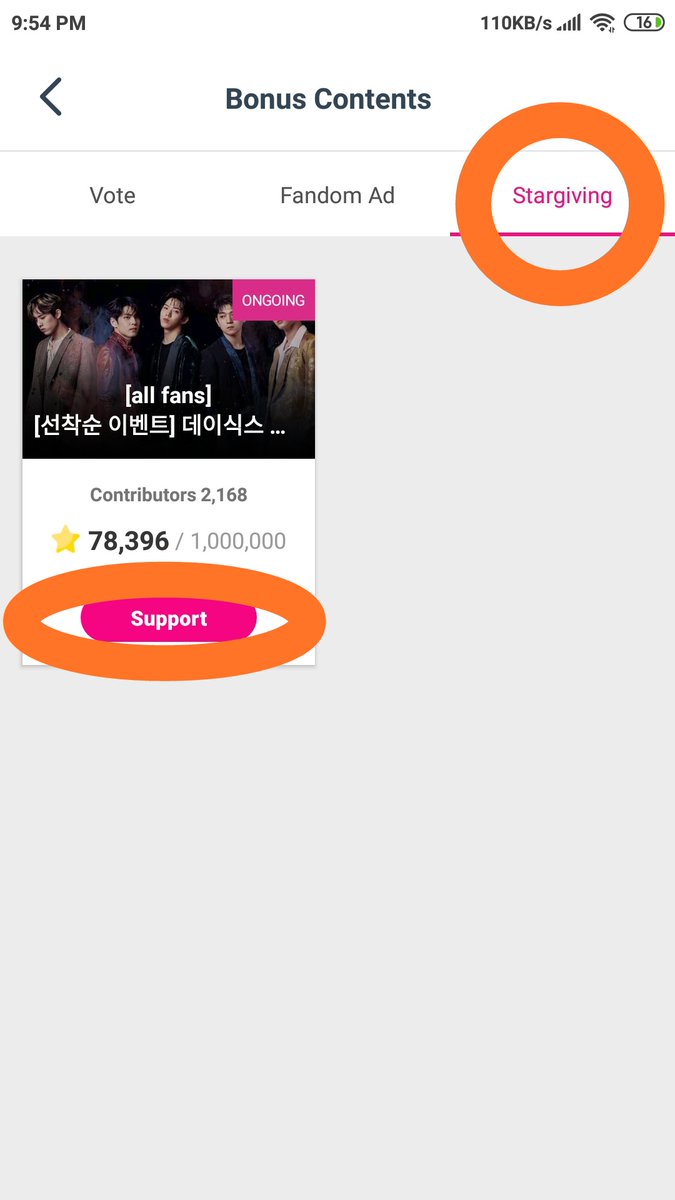 5. Donate stars on stargiving event = 1 for every 5So 10 = 2Stargiving event is a fundraising for Korea Animal Right Advocate. The raised fund will be donated under the name of Day6.Donate here: http://mbcplus.idolchamp.com/app_proxy.html?type=fund&id=378[FCFS EVENT] DAY6 COMEBACK