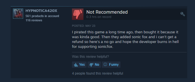 I will now be uploading a (most likely long) series of Gamers™ being very upset making negative reviews for skullgirls despite having little to no hours in the game just because of  @SonicFox (also an anime pfp count will be included)